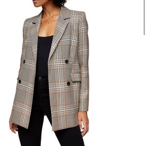 Topshop synthetic check double breasted blazer